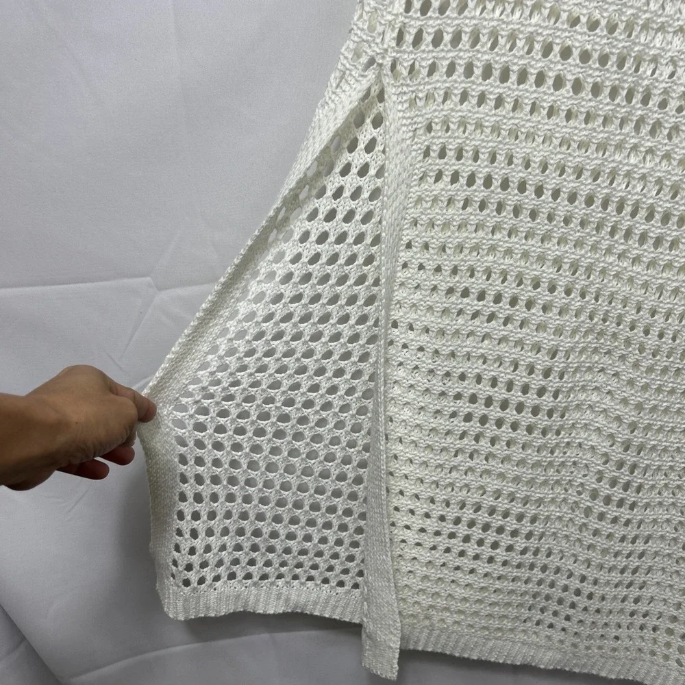 Women's Large White Cream Ivory Shade & Shore Crocheted Cover-up Boho Resort